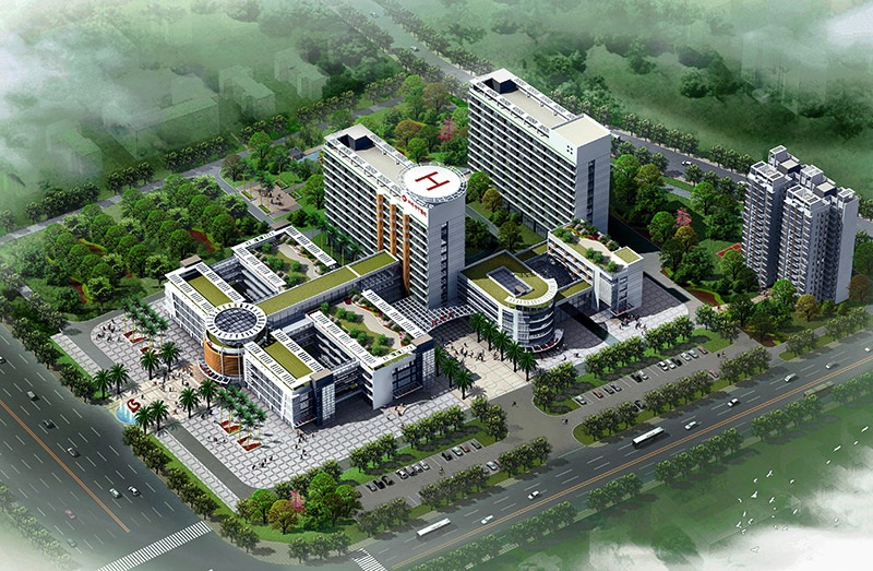 蚌埠市中醫醫院新院區設計鳥瞰圖 蚌埠市中醫醫院新院區設計鳥瞰圖